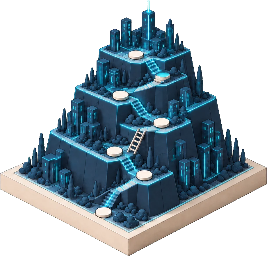 Neon City: a cyan-lit city built on a grid at night.